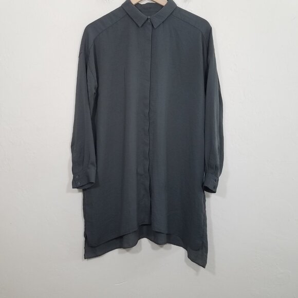 COS Long Sleeve Gray Button Up Shirt Dress Size 6 - Picture 2 of 6